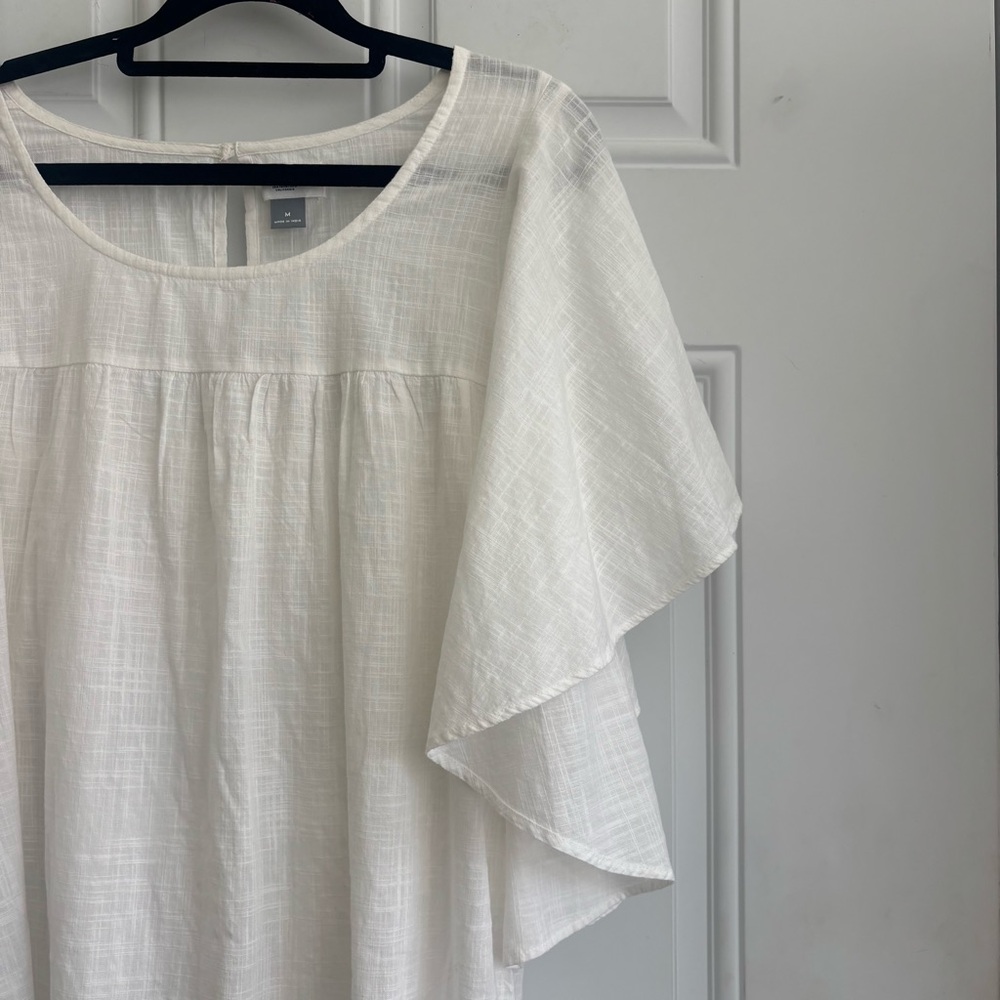 NWT Old Navy White Sheer Flutter Sleeve Dress, Size Medium - Picture 5 of 13